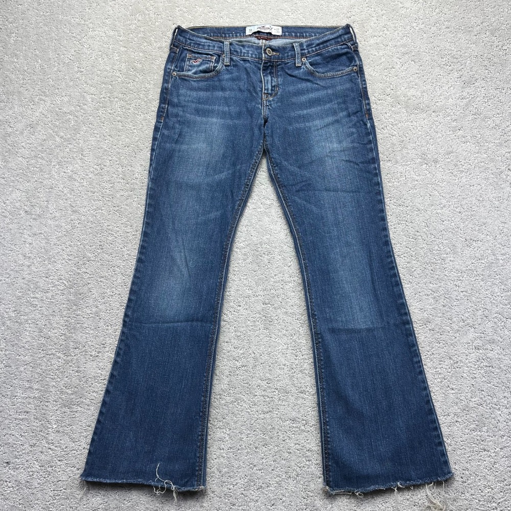 Hollister Cali Flare Jeans Womens 5R(27x29) Blue Denim Low Rise Stretch Raw Hem